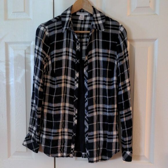 Men's Black and White Plaid Shirt - Picture 1 of 6